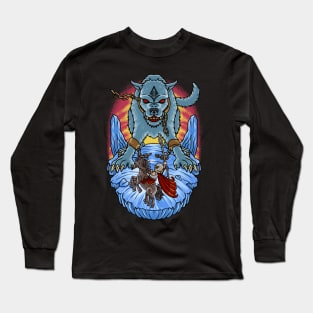 Ragnarok's Clash: Odin and Fenrir in an Epic Battle Long Sleeve T-Shirt